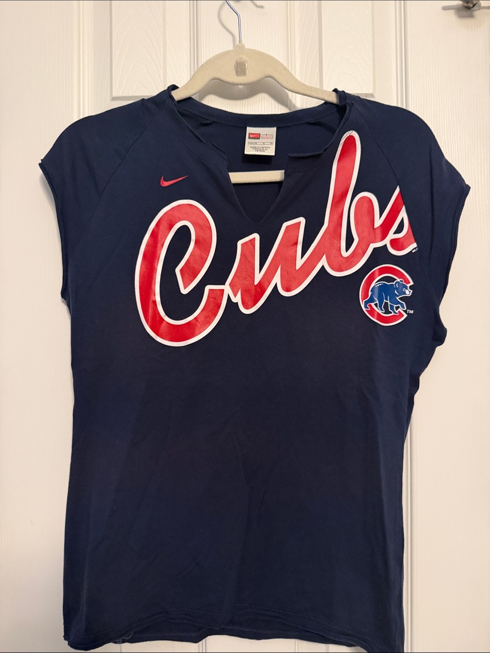 Nike Navy and Red Cubs Script Short Sleeve Tee